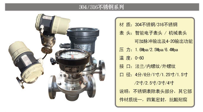 橢圓齒輪流量計內(nèi)螺紋型不銹鋼材質